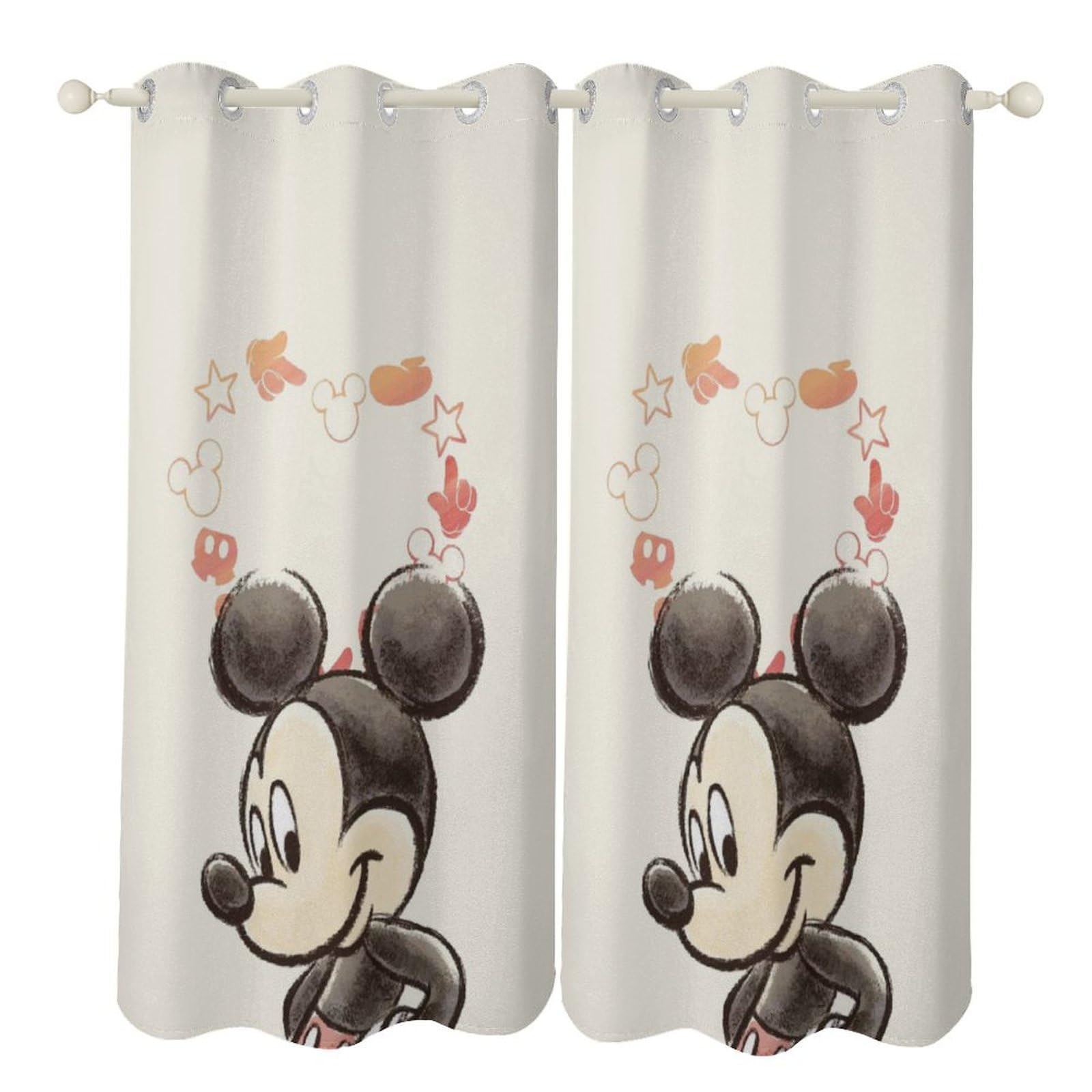 【レア】Mickey Mouse ドレープカーテン 赤チェック柄 2枚セット Amazon｜MOFIDOSA 遮光カーテン 2枚組,タータンチェック柄ピンクと白の